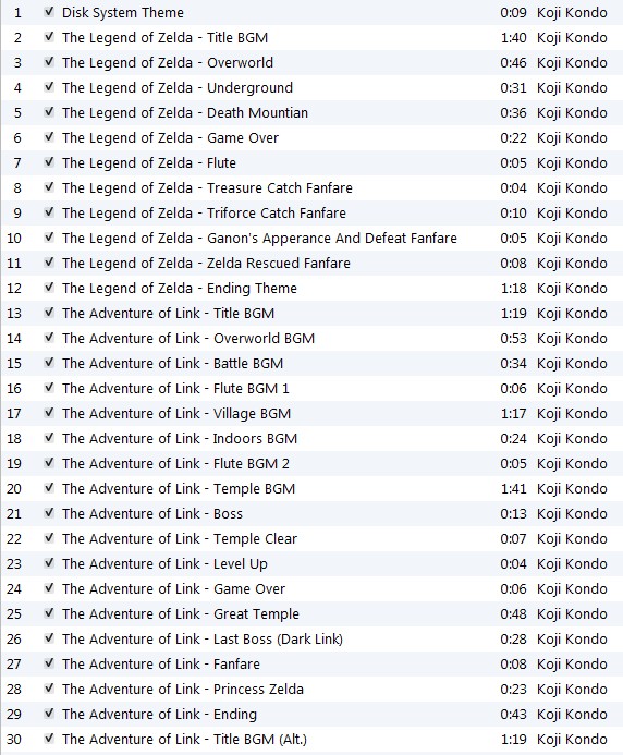 Tracklist Zelda The Music