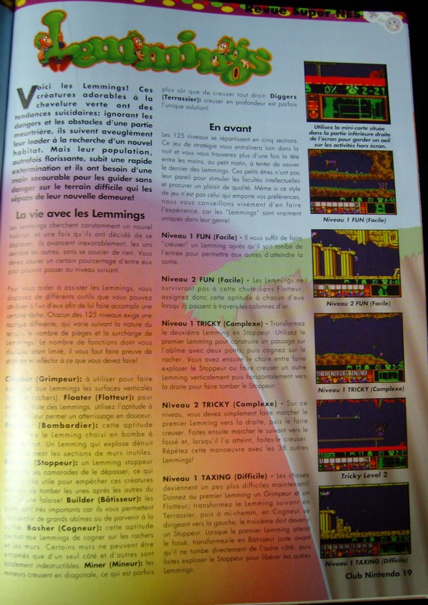 Lemmings - Extrait du magazine "Club Nintendo"